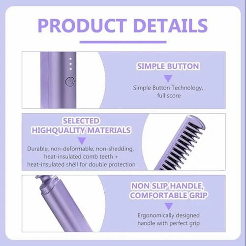 Mobile Heat Comb, Portable Cordless Hair Straightener
