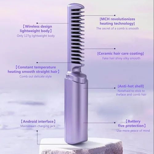 Mobile Heat Comb, Portable Cordless Hair Straightener